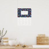 ネイビーのフェスティバル花模様16x20 2017年カレンダー ポスター (キッチン)