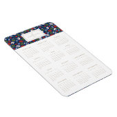 ネイビーのフェスティバル花模様4x6年カレンダーマグネット マグネット (右側)