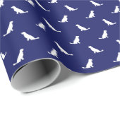 ネイビーのホワイトゴールデンレトリバーのアウトライン ラッピングペーパー (ロールコーナー)