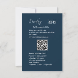 ネイビーのミニマリスト ウェディング RSVP カード