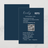 ネイビーのミニマリスト ウェディング RSVP カード (正面/裏面)