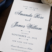 ネイビーのミニマルラグジュアリー結婚式の事前お知らせテンプレート 招待状
