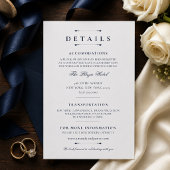 ネイビーのミニマルラグジュアリー結婚式詳細カードテンプレート 出欠カード