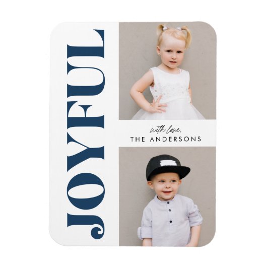 ネイビーのモダンクリスマスの休日の写真 マグネット (縦)