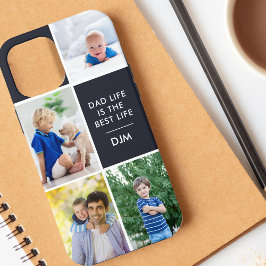 ネイビーのモノグラムフォト4枚 Dad Life is the Best Life iPhone 12 Pro Max ケース