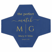 ネイビーのモノグラム入りペアサッカーボール "The Perfect Match" サッカーボール (フラット)