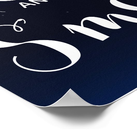 ネイビーのライトのSのMoreまたは結婚パーティー記号の文字列 ポスター (角)