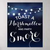 ネイビーのライトのSのMoreまたは結婚パーティー記号の文字列 ポスター (正面)