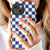 ネイビーのレトロチェック柄モノグラム Case-Mate iPhoneケース