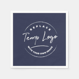 ネイビーのロゴ企業のまたはイメージでブランド化 スタンダードカクテルナプキン