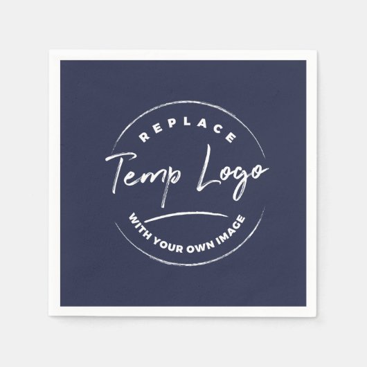 ネイビーのロゴ企業のまたはイメージでブランド化 スタンダードカクテルナプキン (正面)