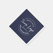 ネイビーのロゴ企業のまたはイメージでブランド化 スタンダードカクテルナプキン (角)