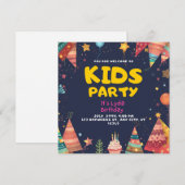 ネイビーの子供パーティーの誕生日招待状 招待状 (正面/裏面)
