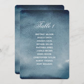 ネイビーの席配置図。水彩画のウェディングプラン 招待状 (正面/裏面)