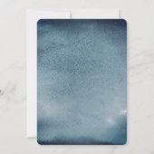 ネイビーの席配置図。水彩画のウェディングプラン 招待状 (裏面)