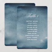 ネイビーの座席表。水彩のブルーを使った結婚式の計画 招待状 (正面/裏面)