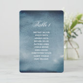 ネイビーの座席表。水彩のブルーを使った結婚式の計画 招待状 (スタンド正面)