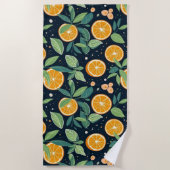 ネイビーの柑橘類 ビーチタオル (正面)