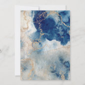 ネイビーの水彩波とゴールドの誕生のお知らせ 招待状 (裏面)