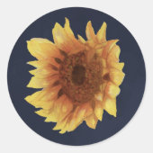 ネイビーの水色ひまわり ラウンドシール (正面)