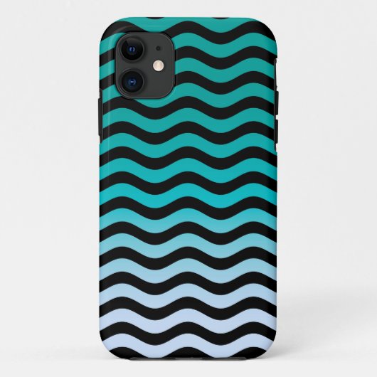 ネイビーの波状ストライプの航海のパターン Case-Mate iPhoneケース (裏面)