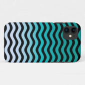 ネイビーの波状ストライプの航海のパターン Case-Mate iPhoneケース (裏面(横))