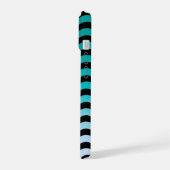 ネイビーの波状ストライプの航海のパターン iPhone 15ケース (左側面)