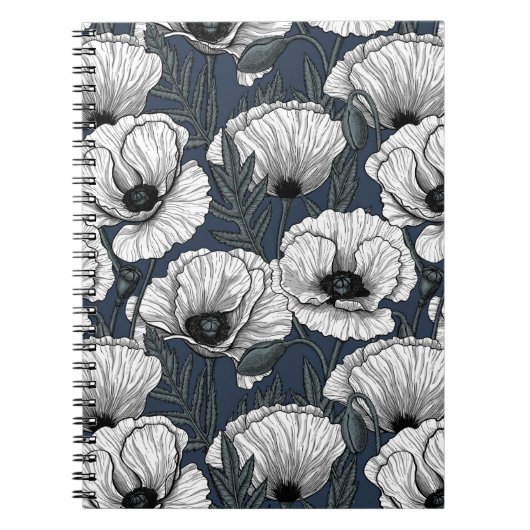 ネイビーの白いケシ ノートブック (正面)