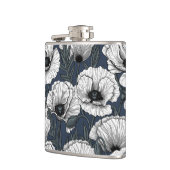 ネイビーの白いケシ フラスク (左)
