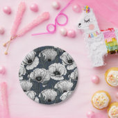 ネイビーの白いケシ ペーパープレート (パーティー)