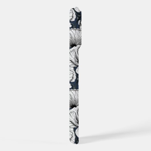 ネイビーの白いケシ iPhoneケース (右側面)