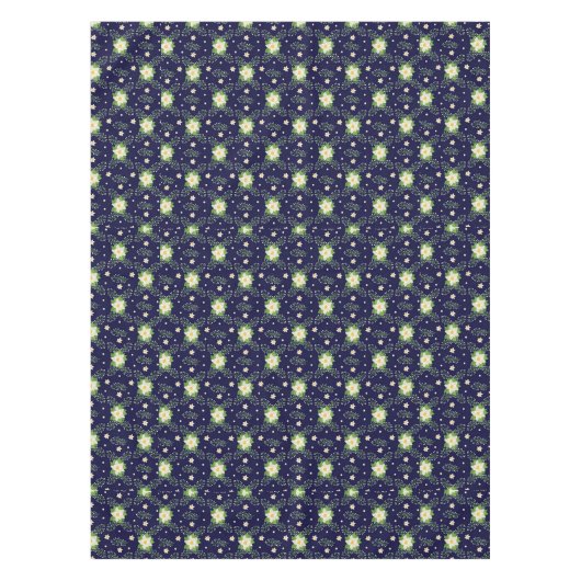 ネイビーの白いポインセテ離れィアのグリズムクリスマス テーブルクロス (正面)