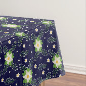 ネイビーの白いポインセテ離れィアのグリズムクリスマス テーブルクロス (インサイチュ)