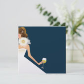 ネイビーの結婚前お披露目会 ワイン招待状 招待状 (スタンド正面)