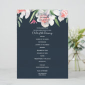 ネイビーの結婚式プログラムの白いナルキッソス プログラム (スタンド正面)