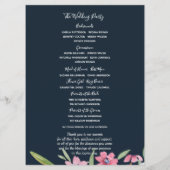 ネイビーの結婚式プログラムの白いナルキッソス プログラム (裏面)