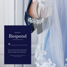 ネイビーの結婚式出欠確認