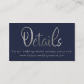 ネイビーの結婚式詳細保存のカード「Save the Date Card」 名刺 (裏面)