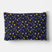 ネイビーの背景に黄色と赤のチューリップ アクセサリーポーチ (裏面)