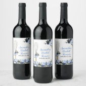 ネイビーの花々がもうすぐ消えてしまう ワインラベル (ボトル)