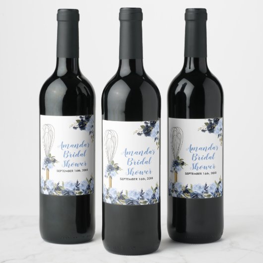ネイビーの花々がもうすぐ消えてしまう ワインラベル (ボトル)