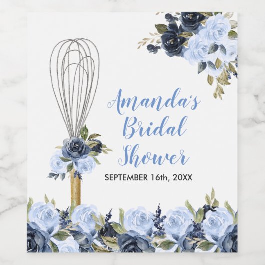 ネイビーの花々がもうすぐ消えてしまう ワインラベル (シングルラベル)