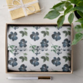 ネイビーの花と緑葉の 薄葉紙 (ギフト)