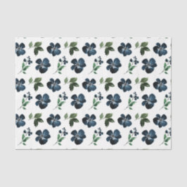 ネイビーの花と緑葉の 薄葉紙