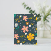 ネイビーの花園の幻想的な春のパターン シーズンポストカード (スタンド正面)