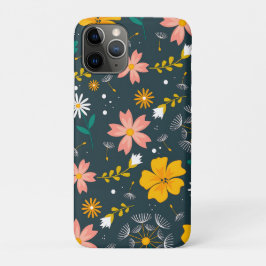 ネイビーの花園の幻想的な春のパターン iPhone 11 PROケース