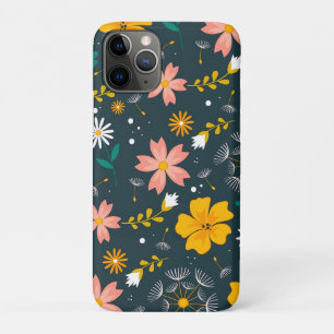 ネイビーの花園の幻想的な春のパターン iPhone 11 PROケース