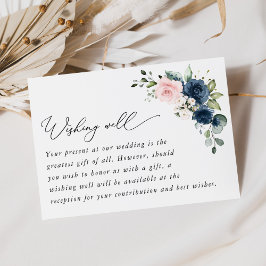 ネイビーの花、ピンクの花、フローラの願い エンクロージャーカード