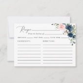 ネイビーの花、ピンクの花、ブライダルシャワーのレシピ (正面)