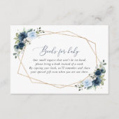 ネイビーの花、青い花、ぼほ、ベビー用の本 エンクロージャーカード (正面)